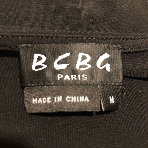 BCBG Paris Vintage 90's  Jersey black dress - - V-neck-long sleeved sz M - Picture 2 of 8